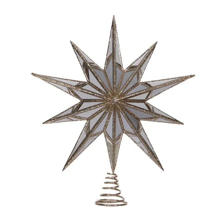 XL 10 Point Mirrored Tree Topper Star Champagne