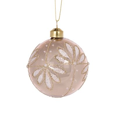 Champagne Iced Floral Bauble