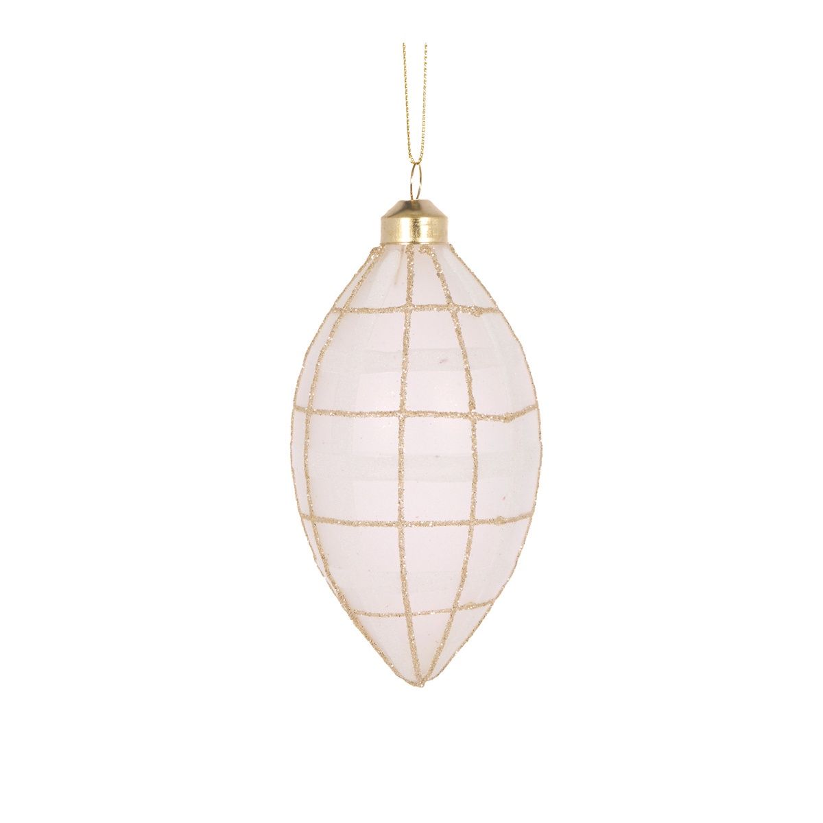 White Tartan Drop Bauble