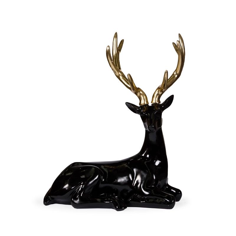 Black And Gold Modern Lying Reindeer