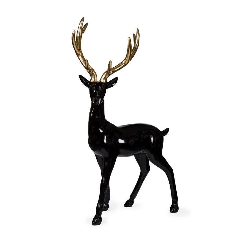 Black And Gold Modern Standing Reindeer