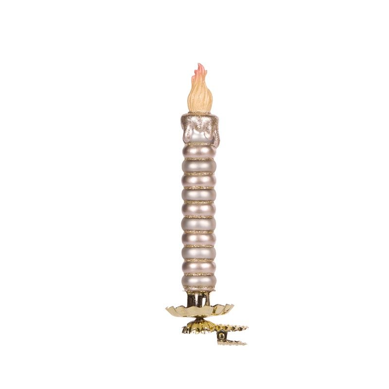Ivory And Gold Swirl Clip Glass Candle
