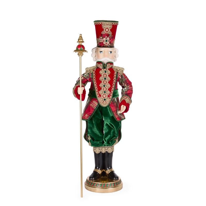 96 CM Traditional Fabric Nutcracker With Staff