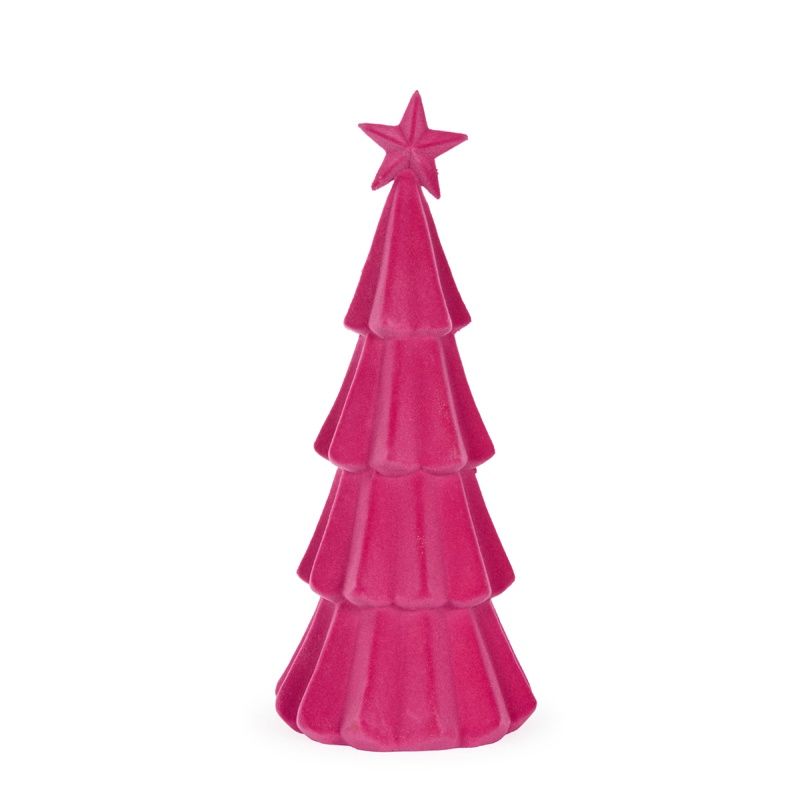 40 CM Fuchsia Flocked Tree