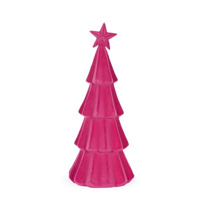 40 CM Fuchsia Flocked Tree
