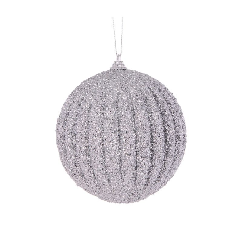 Silver Textured Rib Bauble