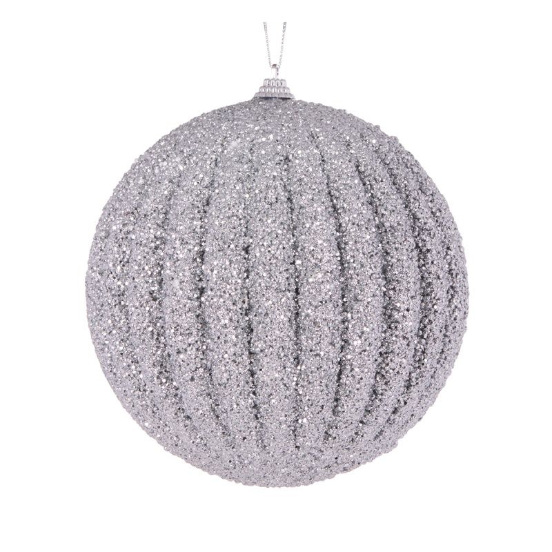XL Silver Textured Rib Bauble