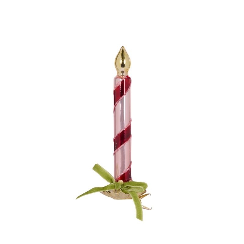 Retro Clip Candle With Green Bow