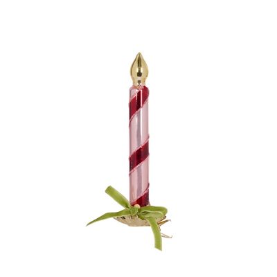 Retro Clip Candle With Green Bow