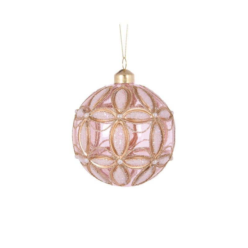 Pink Embossed Fleur Bauble