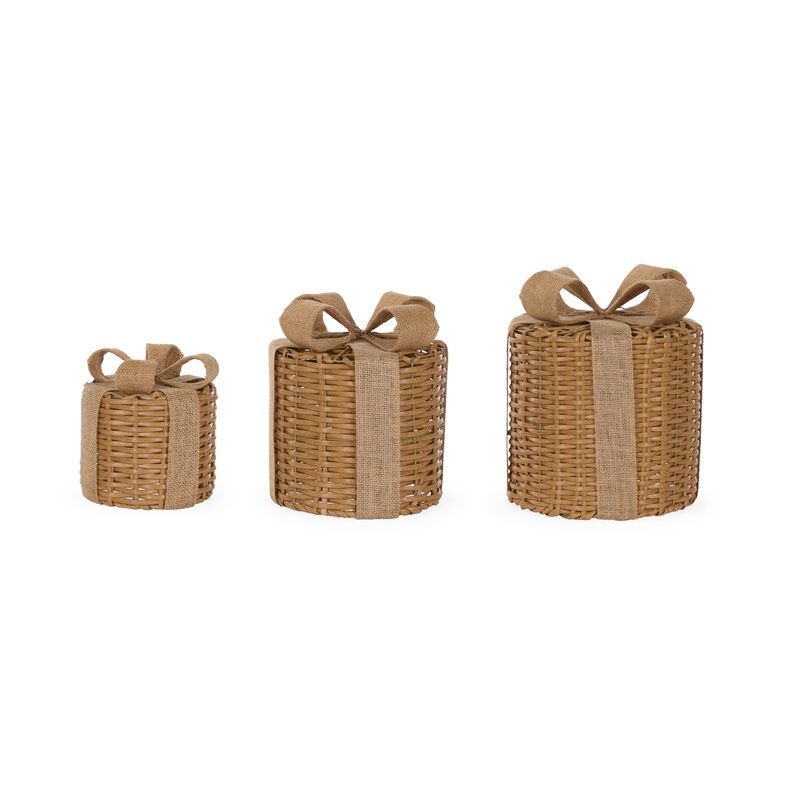 Set/3 Round Rattan Presents