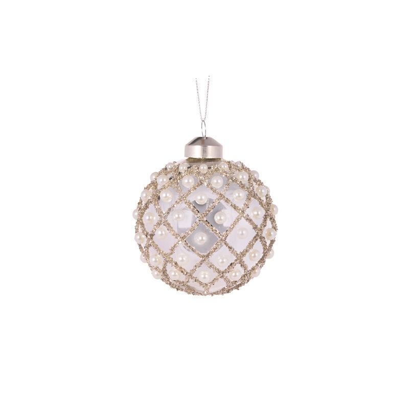 Silver Quilted Pearl Bauble
