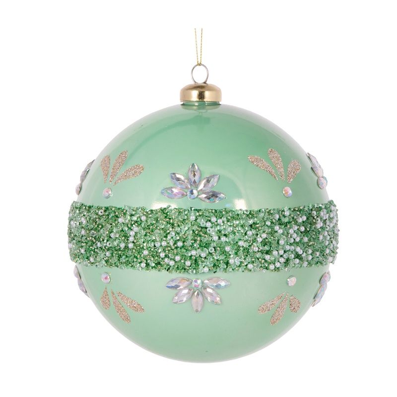 15 CM Pearl Mint Embellished Bauble
