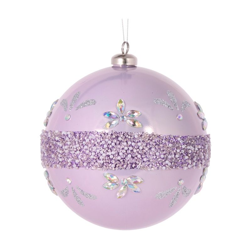 12 CM Pearl Lilac Embellished Bauble