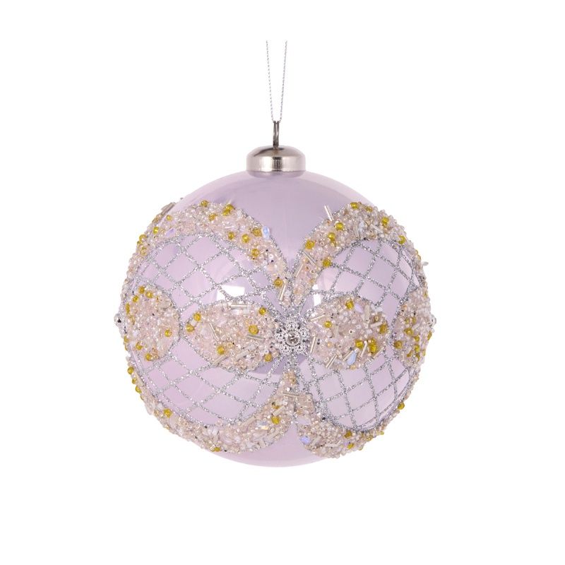 12 CM Pearl Lilac Ornate Bauble