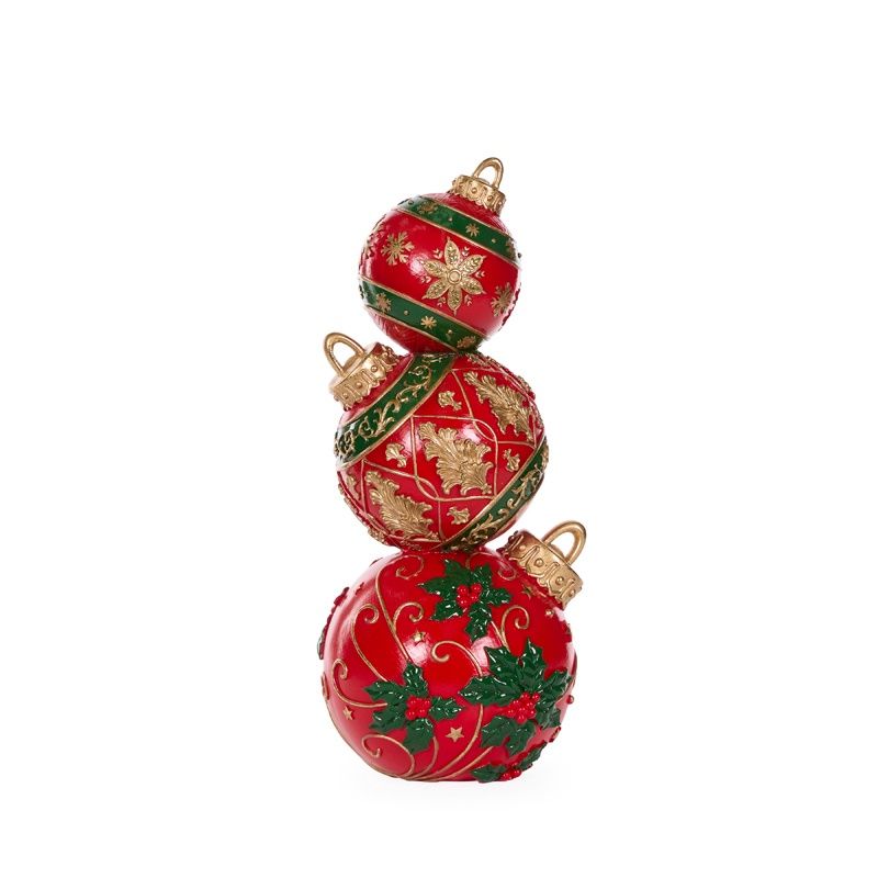 41 CM Red Green Snowflake Bauble Stack
