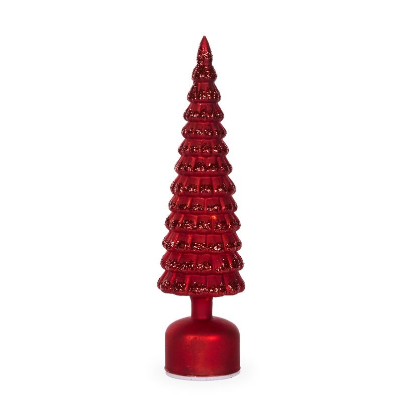 41 CM Red Mercury Glass Rotating LED Tree
