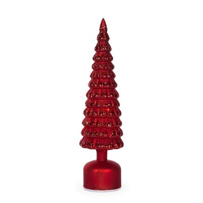 41 CM Red Mercury Glass Rotating LED Tree