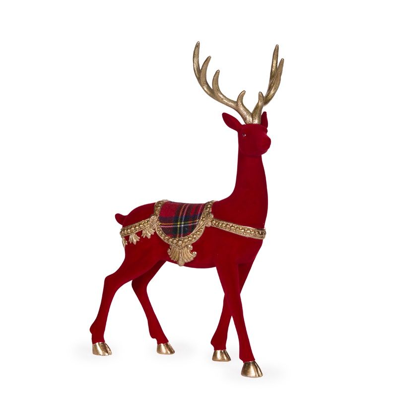 33.5 CM Flocked Red Baroque Reindeer