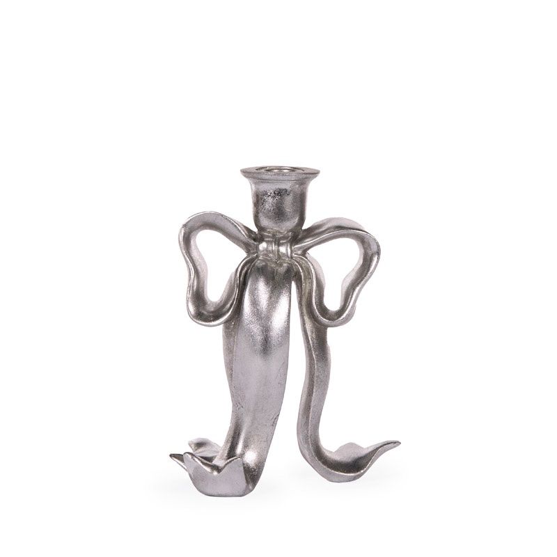 20 CM Silver Bow Candle Holder
