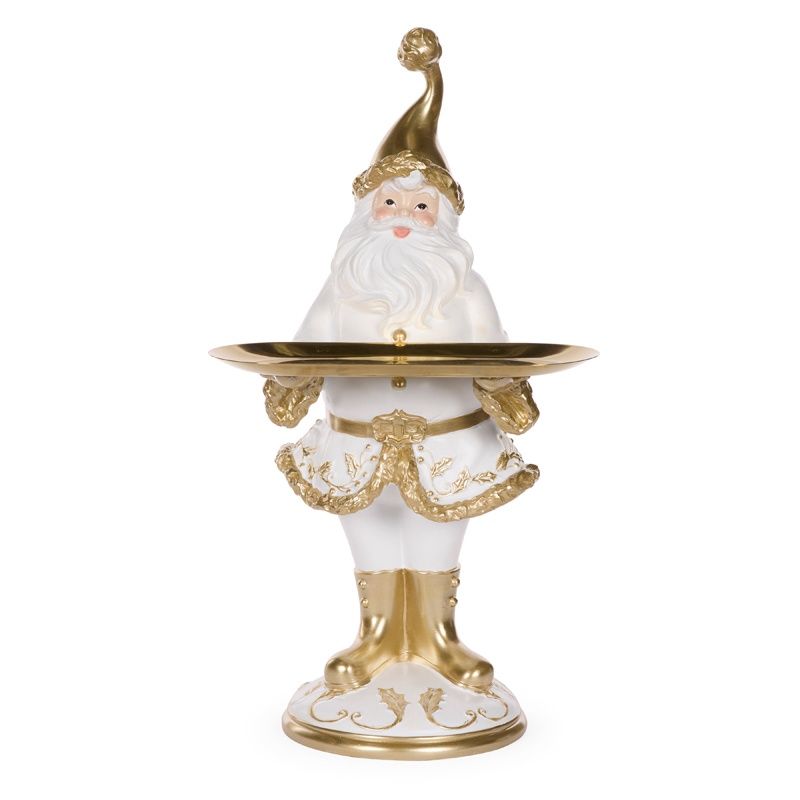Champagne Holly Leaf Serving Santa