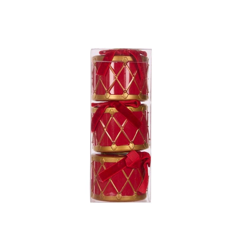 Set/3 Red And Gold 7 CM Hanging Drums