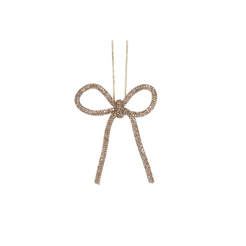 9 CM Gold Beaded Bow Ornament