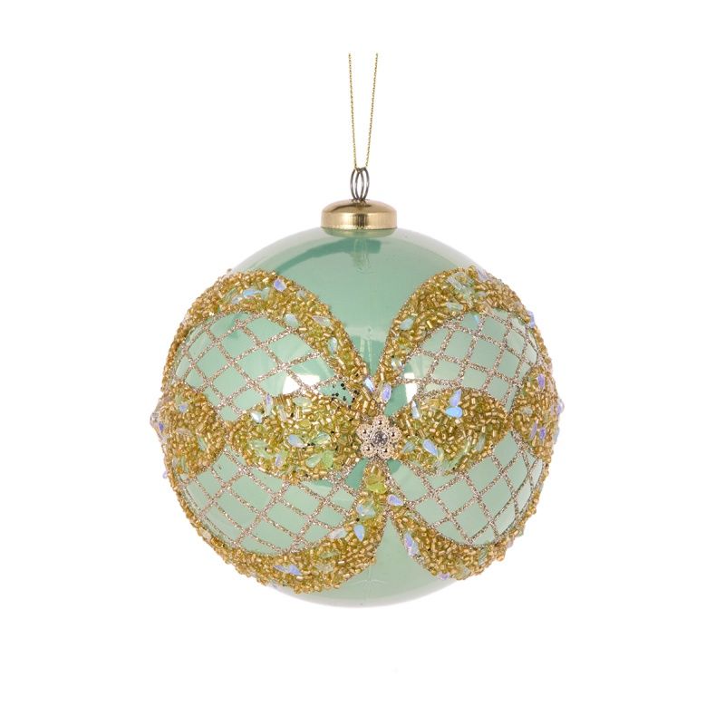 12 CM Pearl Mint Ornate Bauble