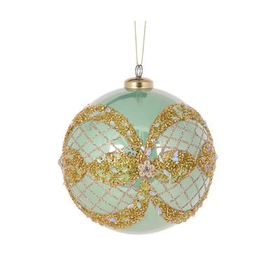 12 CM Pearl Mint Ornate Bauble