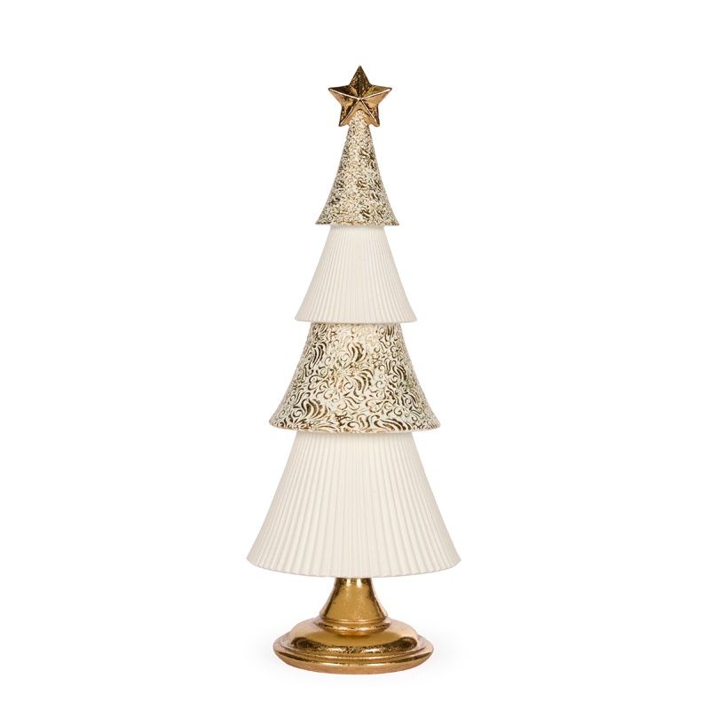 41 CM White And Gold Layered Tree