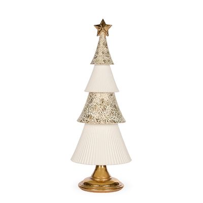 41 CM White And Gold Layered Tree