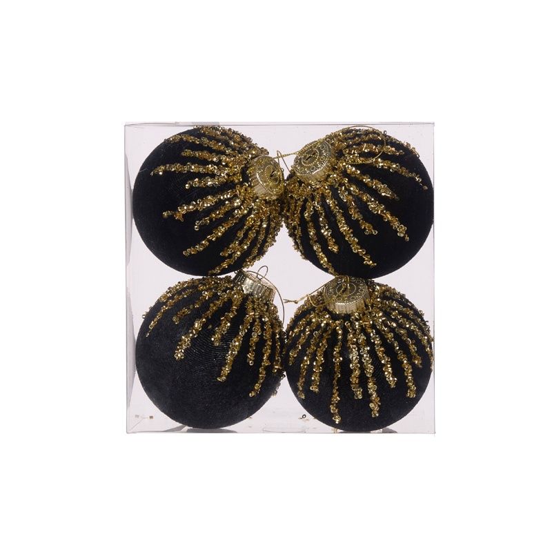 4 PK Black Velvet Drip Bauble