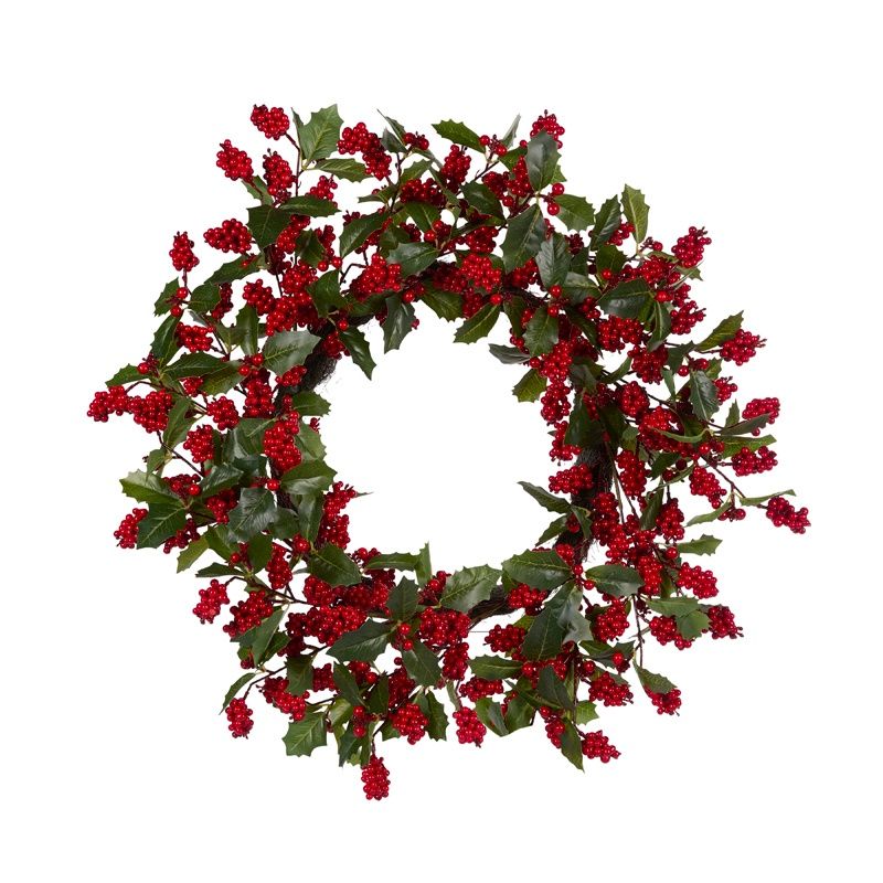 56 CM Natural Holly Berry Foliage Wreath