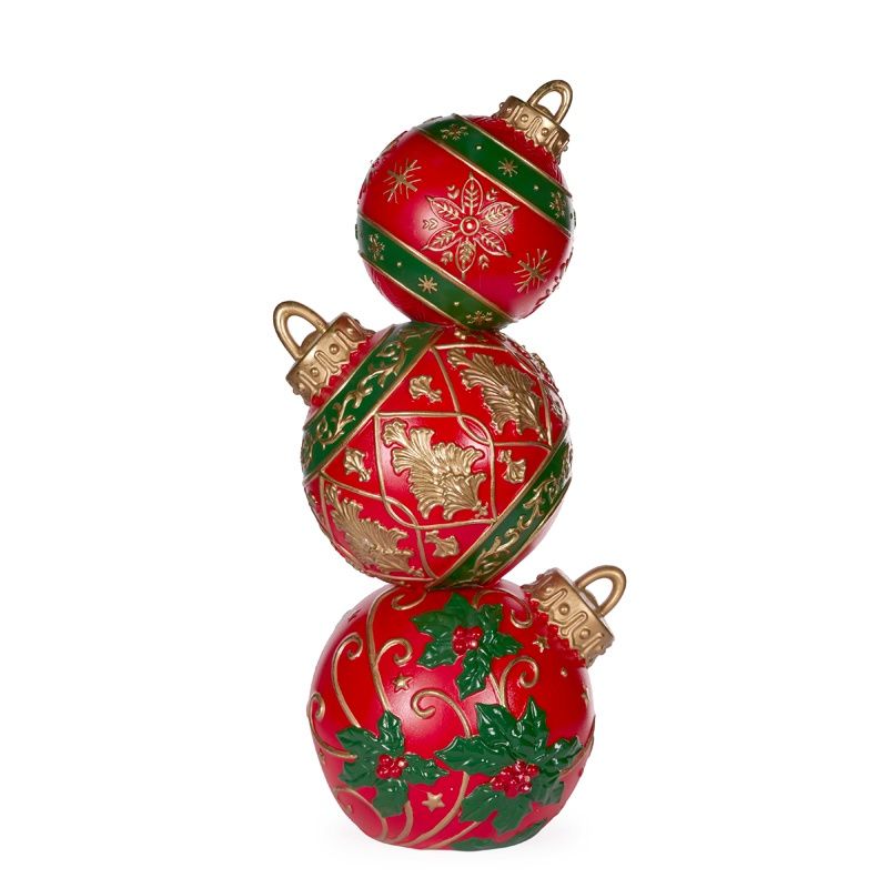 92 CM Red Green Snowflake Bauble Stack