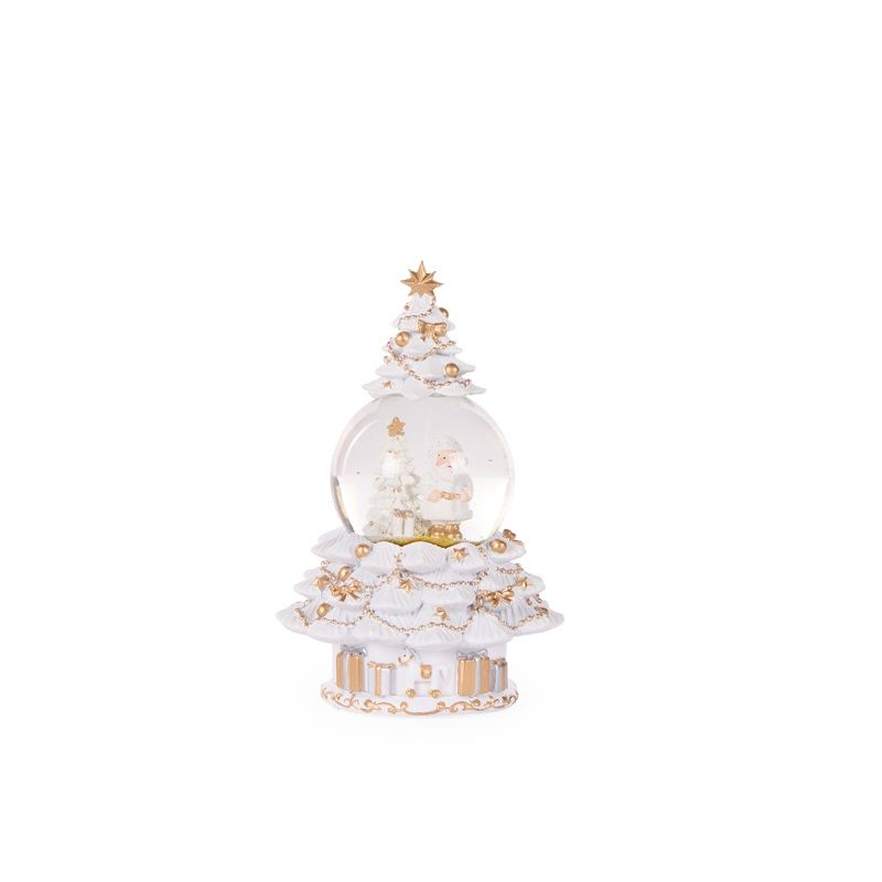 White And Gold Tree Snowglobe