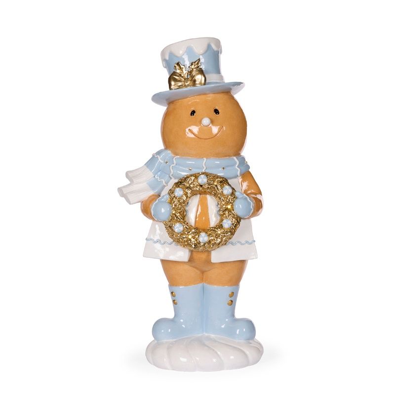 72 CM Frosted Gingerbread Man With Wreath