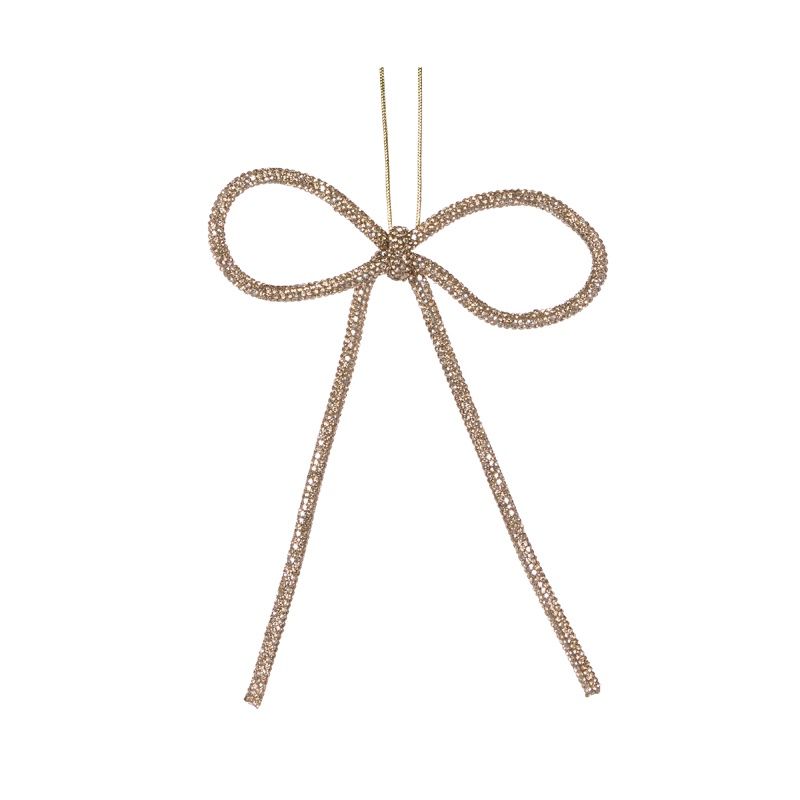 14 CM Gold Beaded Bow Ornament