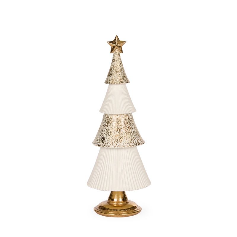 32 CM White And Gold Layered Tree