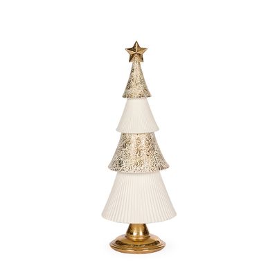 32 CM White And Gold Layered Tree