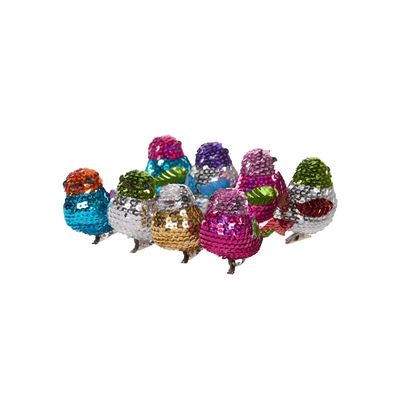 8 PK Bright Sequin Clip Birds