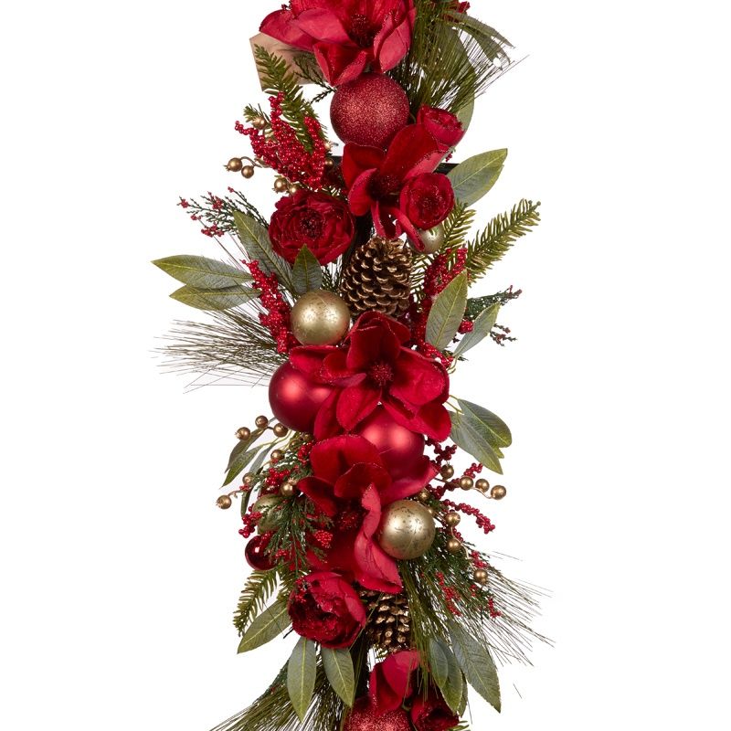 180 CM Luxe Red Magnolia Garland