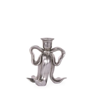 17 CM Silver Bow Candle Holder