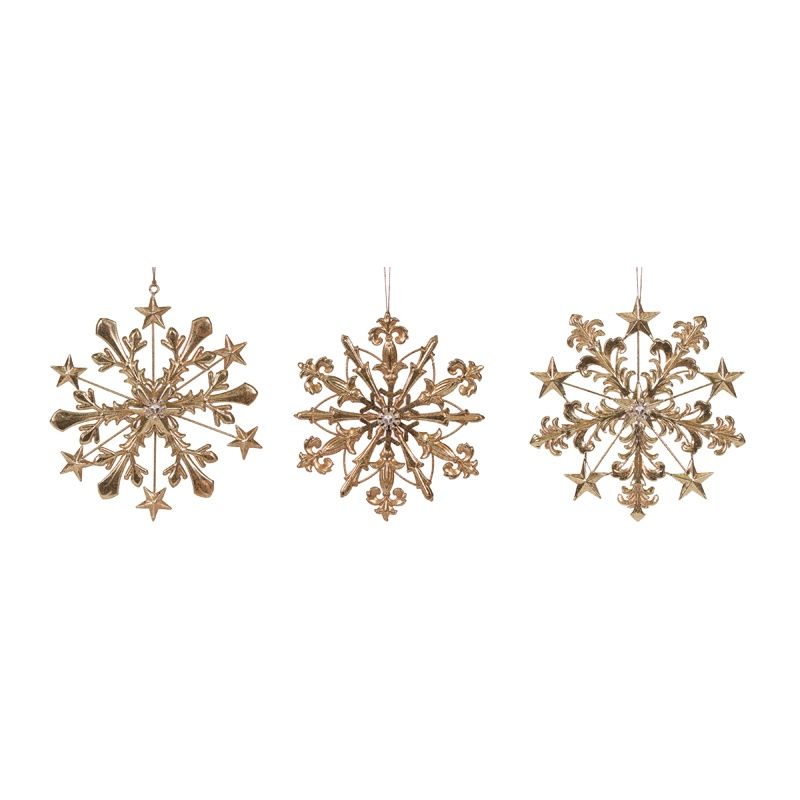 3 ASST Metal Jeweled Snowflake Ornament