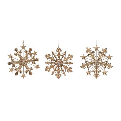 3 ASST Metal Jeweled Snowflake Ornament
