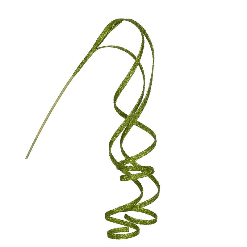 Green Glittered Ribbon Spray