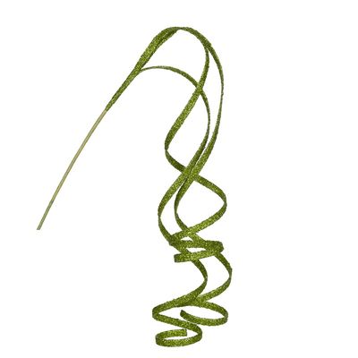 Green Glittered Ribbon Spray