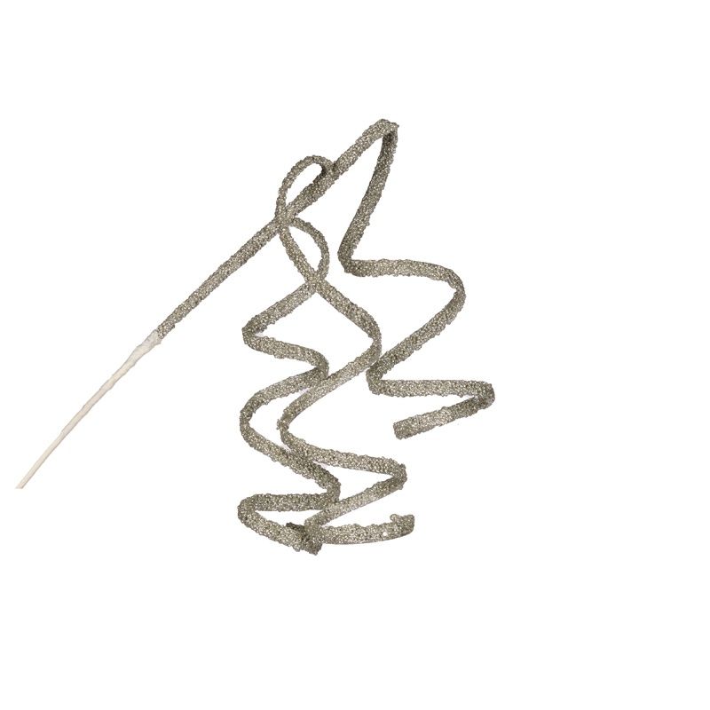 Platinum Glittered Ribbon Spray