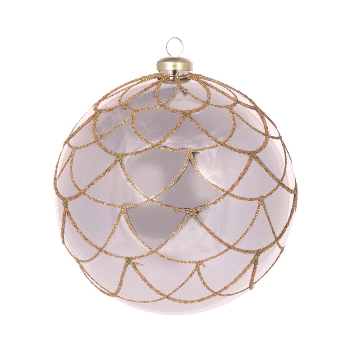 15 CM High Shine Silver Beaded Petal Bauble
