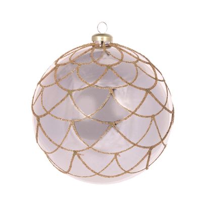 15 CM High Shine Silver Beaded Petal Bauble