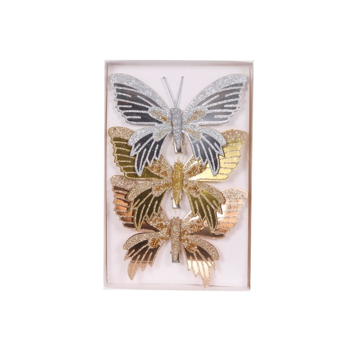 3pk Mixed Metallic Butterflies